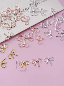 100pcs Nail Decoration, Copper Material, Rivets, Gold, Silver, Rose Gold, 3D Ribbon Bowknot Shape, Suitable For Nail Art Creation, Cute Style, DIY Decorative Accessories, Matte, Shiny Nails, Long Nails, Short Nails, Almond Nails, Ballet Nails, French Pointed Nails Are All Suitable Nails Charms Nails Supplies