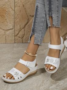 Sandalias de plataforma con cuña de mujer casuales y versátiles con - Blanco - Ver 2