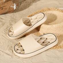 2024 New Fashionable Versatile EVA Couple Slippers, Waterproof For Bathroom Use, Grooved Sole For High Friction & Anti-Slip, Comfortable Massage Bottom, Minimalist Style, Suitable For Home & Bathroom