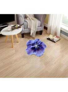 1 pièce Style populaire, tapis asymétrique en matériau de fausse laine, couleur pourpre à motif floral, convient pour le salon et la chambre à coucher en tant que tapis doux, tapis décoratif mode et polyvalent, lavable en machine (La taille asymétrique peut avoir un écart de 1 à 3 cm)