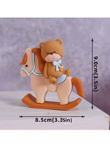 1pc Cute Bear Cake Decoration, Cartoon Trojan Bow Bear, Suitable For Baptism Party Gender Reveal Ceremony Cake Decoration, Birthday Party Cake Decoration, Cute Bear Theme Cake Decoration, Soft Rubber Material, Reusable (Pink Blue Green) - Multicolor - View 8
