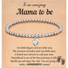 Cute Footprint Charm Bracelet, Natural Stone Round Bead Foot String Bracelet Hand Jewellery, Maternity Mum-To-Be Gift Suitable For Mother's Day, Party Gift Anniversary Gift Christmas