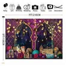 Moroccan Arabian Nights Party Backdrop - Eid & Wedding Decor, Portrait Photography Background Cloth - Multicolor - View 3