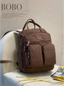 PANDA WE Casual Shoulder Bag Diaper Bag Lightweight Nylon Multi-Pocket Waterproof Travel Small Backpack Computer Bag (Dull Green)