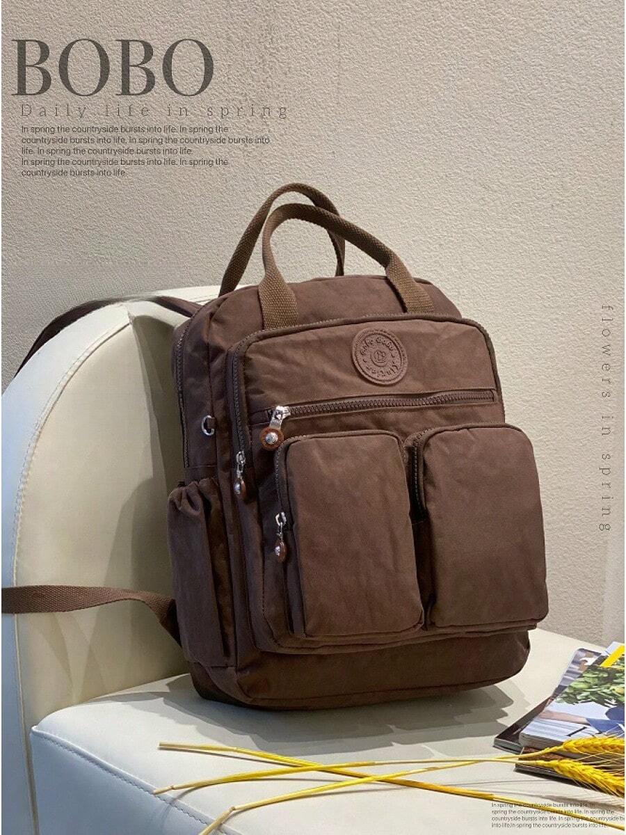 PANDA WE Casual Shoulder Bag Diaper Bag Lightweight Nylon Multi-Pocket Waterproof Travel Small Backpack Computer Bag (Dull Green)