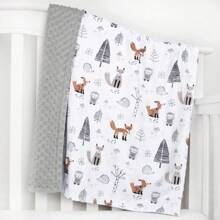 1 pièce Couverture bébé 75*100cm, un côté avec motif de dessin animé mignon, un côté en peluche douce et confortable, couverture, couette d'air conditionné, fournitures de chambre de bébé
