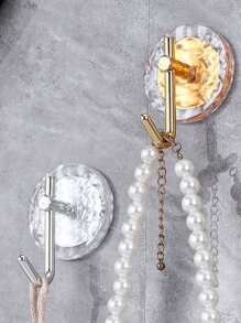 1/2/4pcs Stripes&Stone-Texture Coat Hook Gold&Sliver Color Hooks Adhesive Wall Hook Suitable For Towel Coat Keychain,Wall Hangers No Punch Hook Heavy Duty Wall Hooks For Bathroom Bedroom Kitchen Hotel Pool Chirsmas New Year Gift - Multicolor - View 6