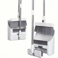 3 件套清洁套装：厚扫帚、刷子和长柄簸箕，适用于家庭、办公室、学校、船舶清洁