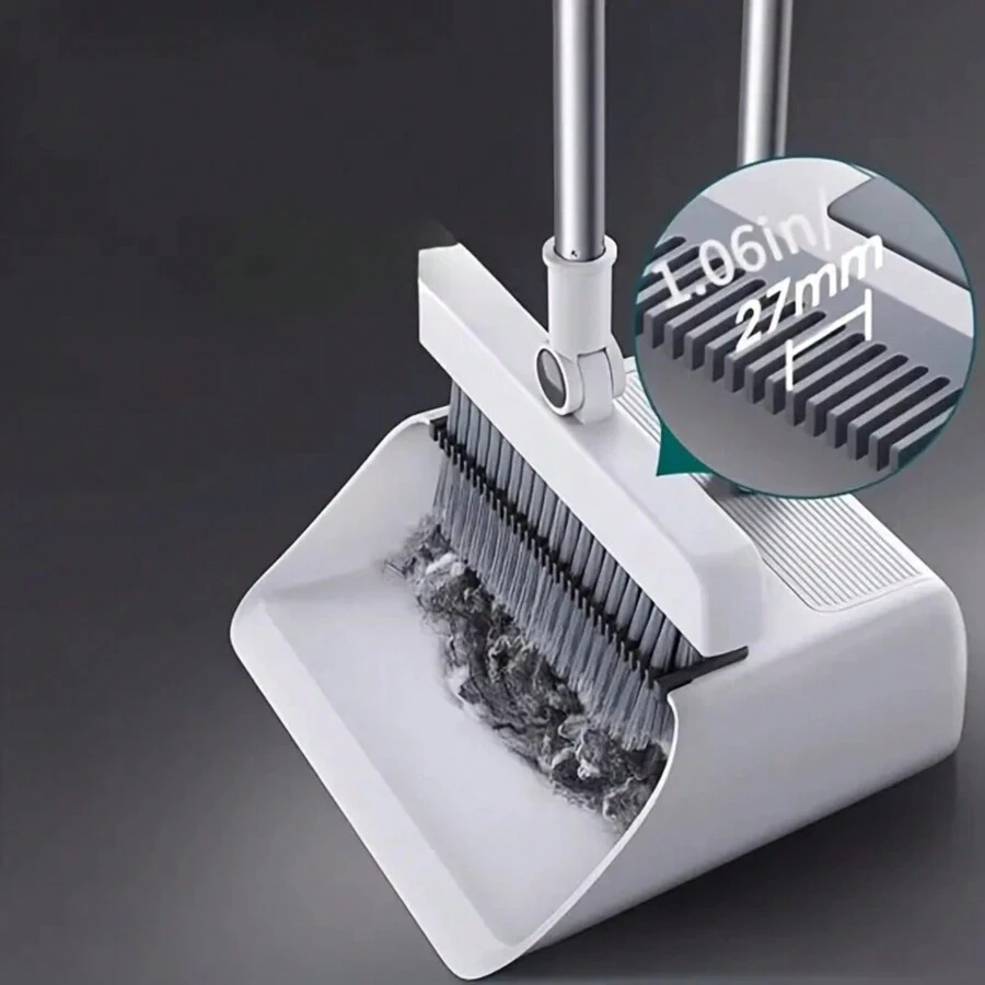 3 件套清洁套装：厚扫帚、刷子和长柄簸箕，适用于家庭、办公室、学校、船舶清洁