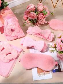 20 Peças Conjunto de Festa do Travesseiro, Festa do Sono, Dia da Mãe, Tiara, Máscara de Olho, Scrunchie de Cabelo, Conjunto de Organza, Conjunto de Maquiagem, Adequado para Presente de Natal