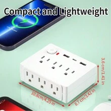 2-Piece Small Pocket Power Sockets, Power Socket Conforming To American Laws, 6 AC Power Outputs, 2 USB-A And 1 USB-C To Meet Daily Needs. This Power Socket Is Provided With Certification Report, Which Can Be Used Safely And Safely. The Package Contains Two Products, Which Are A Good Choice For Saving Freight Expenses And Sending To Family And Friends. - US B Type Plug(110-127V) - View 6