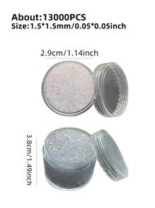 1440pcs/13000Pcs Tiny Nail Rhinestones 1.3mm Clear AB Flatback Glass Pixie Crystals, Iridescent Nail Gems Long Lasting Shine Small Sugar Glitter Beads Dust Nail Charms For Nail Design DIY Crafts Accessories Nails
