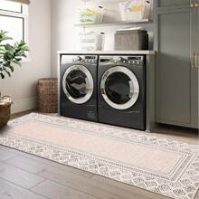 Vintage Border Printed Carpet Soft Indoor Non-Slip Carpet Foldable Living Room Carpet Washable Area Rug For Bedroom Office Dining Room