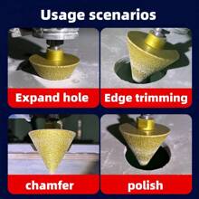 Brocas cónicas de diamante M10/M14 para amoladoras angulares - Herramientas de biselado revestidas de diamante de 38mm/50mm para agrandar orificios, dar forma, recortar y acabado de bordes - Accesorios profesionales para herramientas de piedra y strass - Multicolor - Ver 6