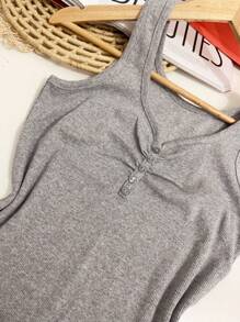 Women's Cotton Tank Top - Light Grey - View 2
