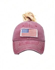 2 Pack American Flag Hat For Men Women, Patriotic USA Hat Vintage Embroidery Adjustable Baseball Cap  Outdoor Activities - ĐEN ĐỎ - Xem 5