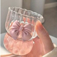 1pc 创意流行蝴蝶吸管杯带盖 Ins 风格蝴蝶果汁杯牛奶杯竖式蝴蝶杯 - 透明色 - 查看 7