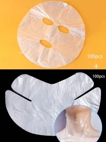 200pcs Disposable Moisturizing Face Mask Sheets, Transparent Plastic Mask Sheets For Salon, Neck Wrinkle Treatment, Waterproof & Moisturizing, Used With Serum, Mask, Mud Mask Etc. Suitable For Salon, SPA, Beauty Parlor, Home Facial Care - Clear - View 10
