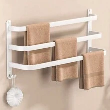 Towel Holder Wall, Bathroom Hotel 3 Towel Holder Shelf, White