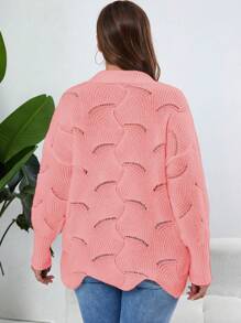 情人节粉色大码女装秋冬时尚镂空温柔长袖V领翻领拉链针织套头毛衣