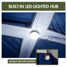 8' X 7' 4-Person Instant Cabin Tent With LED Lighted Hub, Only 19 Lbs! Light Up Your Camping Experience!