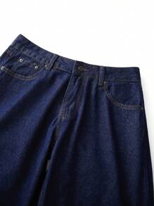 Women Wide Leg Jeans Low Rise Baggy Straight Leg Jeans Loose Boyfriend Jeans Casual Denim Pants Y2k Streetwear - 深藍色 - 查看 8