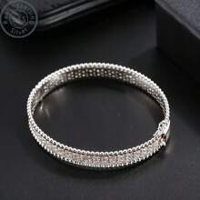 1pc Elegant 925 Sterling Silver Bracelet With Synthetic 5A Zirconia, April Birthstone, All-Season Versatile, Ideal For Daily Wear & Gifting, Valentine'S Day Special, Comes With Gift Box - 銀色 - 查看 6