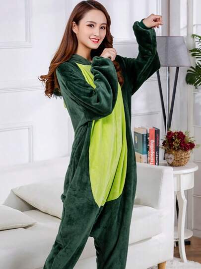 Pijama de felpa de dinosaurio lindo, con capucha, Ropa de dormir para parejas