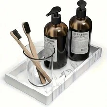1 件多功能优雅硅胶梳妆台托盘：浴室台面收纳架，用于展示洗漱用品、香水和珠宝