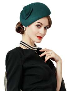 HIMESPORT 100% 羊毛毡女士迷人帽子 女士婚礼茶会礼服 肯塔基药盒帽 优雅复古时尚鸡尾酒德比软呢帽 - 純色 - 查看 23