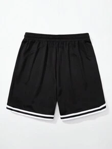 Shwiy Quần short bóng rổ in hình ngôi sao thời trang đường phố màu đen cho nam, họa tiết Chicago 23 Number, phù hợp cho trường học, hàng ngày, thể thao, trang phục thường ngày - màu đen - Xem 2