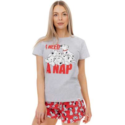 Disney Womens Pyjamas | 101 Dalmatians Short Pjs For Women Sets| Ladies Dogs Cotton Pyjama Set | Women's Dalmatians Summer Nightwear