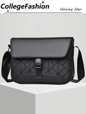 男士单肩包，格纹单肩包零钱包，休闲通勤包，多隔层手机零钱包，通勤包，斜挎包，大容量，适合旅行 PU 材质斜挎包复古商务单肩包理想礼物简约经典挎包复古胸包礼品包旅行必需品复古包黑色包度假必需品露营单肩包返校复古