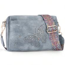 Women's Small Crossbody Bags - Vegan Leather Butterfly Shoulder Handbags With Wide Strap, Lightweight And Stylish Purses For Everyday Use - Màu xanh lam - Xem 1