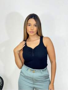Women's Cotton Tank Top - Black - View 2