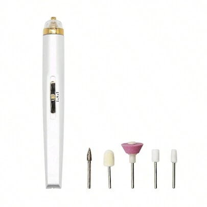 1 pedazo de taladro de uñas eléctrico portátil, juego de limas de uñas eléctricas para esmalte de uñas acrílico y gel, herramientas de pulido y estilismo para uñas y pedicuras para mujeres o niñas para uso diario, para manicura DIY