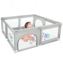 Parque Infantil para Bebés 120 x 120 x 66 cm, con 50 Bolas Marinas, Compacto y Estable, Protección de Espuma, Malla Transparente Antideslizante Transpirable, Cremallera, Adecuado para bebés y niños pequeños, Interior y Exterior