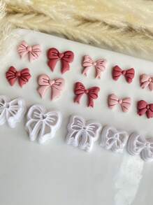 1/5 Peças Conjunto Miniatura de Cortadores de Argila em Forma de Laço, Cortadores de Argila Polimérica para Confecção de Brincos, Cortadores de Argila para Studs de Joias de Argila Polimérica