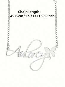 1PC Personalized Butterfly And Love Name Necklace - Elegant Stainless Steel Pendant, Perfect Women's Gift Valentines