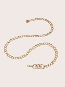 1 件时尚金色腰链，优雅性感纯色女式三环装饰腰链，带荷叶边饰边，适合礼服、派对、约会、节日、生日、周年纪念日等场合（有加大码可选）适合情人节