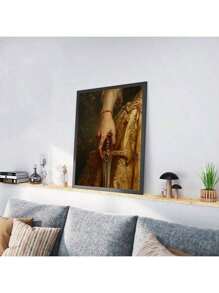Medieval Art Posters,Woman Holding Sword,Women With Strength,Gorgeous Canvas Print,Modern Home Wall Art,Poster And Decorative Painting Suitable For Room, Bedroom, Living Room, Dormitory, Home - 1 Piece Of Wood Framed Oil Painting (3) Thickness 2.25 Cm/0.9 Inch, Home Gift Decoration, Room Decoration Aesthetic, Wall Decoration Art, Perfect Gift, Autumn And Winter Wall Decoration, Living Room Decoration, Bedroom Decoration, Kitchen Decoration, Entry Decoration, Bathroom Decoration, Direct Wall Painting, High Quality Wall Painting Poster