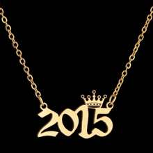 1pc Simple Stainless Steel Letter Necklace 1980-2023 Birthday Year - Gold - View 19