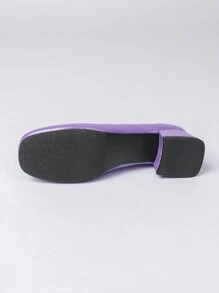 1 paar dames pumps met vierkante neus en hoge hak, dikke, stevige hak, lakleer, gemakkelijk aan te trekken, geschikt voor casual lente-/zomerkleding