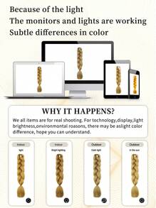 24 Inch High Temperature Synthetic Braiding Hair Bundles, Suitable For Braiding, Colors Include Light Brown, Platinum Blonde, Gray, Black, Brown Gradient, Multicolor, Fashion Braiding Hair Extensions, Suitable For Daily, Party, Cosplay, Music Festival And More - Multicolor - View 9