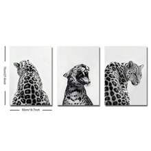 Set di 3 cartellone d'arte senza cornice in bianco e nero con motivi animalier come ghepardi, stampe su tela minimaliste e funky, ideali per decorare camera da letto, soggiorno, appartamento, dorm e altri ambienti moderni