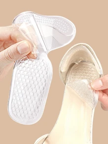1 Pair Transparent Silicone Heel Grips, 2-In-1 Soft Cushion Inserts, Anti-Slip & Anti-Friction, Adjustable Fit For High Heels, Shoes, Casual Shoes, Sandals - Clear - View 2