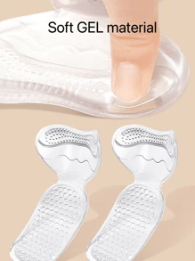 1 Pair Transparent Silicone Heel Grips, 2-In-1 Soft Cushion Inserts, Anti-Slip & Anti-Friction, Adjustable Fit For High Heels, Shoes, Casual Shoes, Sandals - Clear - View 4