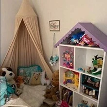 Dosel de cama redondo, carpa de juego para niños, cortina de mosquitero colgante para habitación de lectura, juego y sueño, decoración, color caqui, amor, San Valentín - Caqui - Ver 5