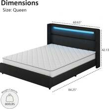 Queen Size Bed Frame, Boucle Bed Frame With LED Light, Upholstered Platform Bed With Headboard And Footboard, Wingback Headboard Design, Pink/White/Gray, Twin/Full/Queen/King