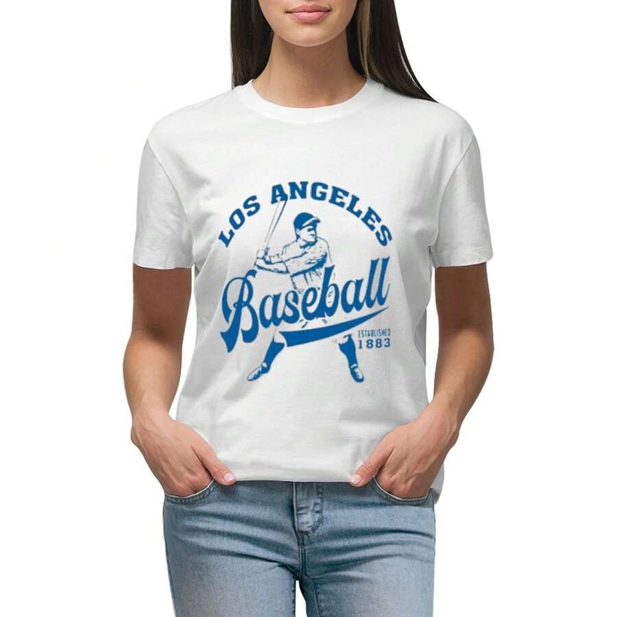 Women's Los Angeles Baseball1883 Print Shirt Short Sleeves T Shirt Casual T Shirts Novelty Shirt Graphic Tees Clothes Top Comfortable Shirts For Women Adult - White - View 1